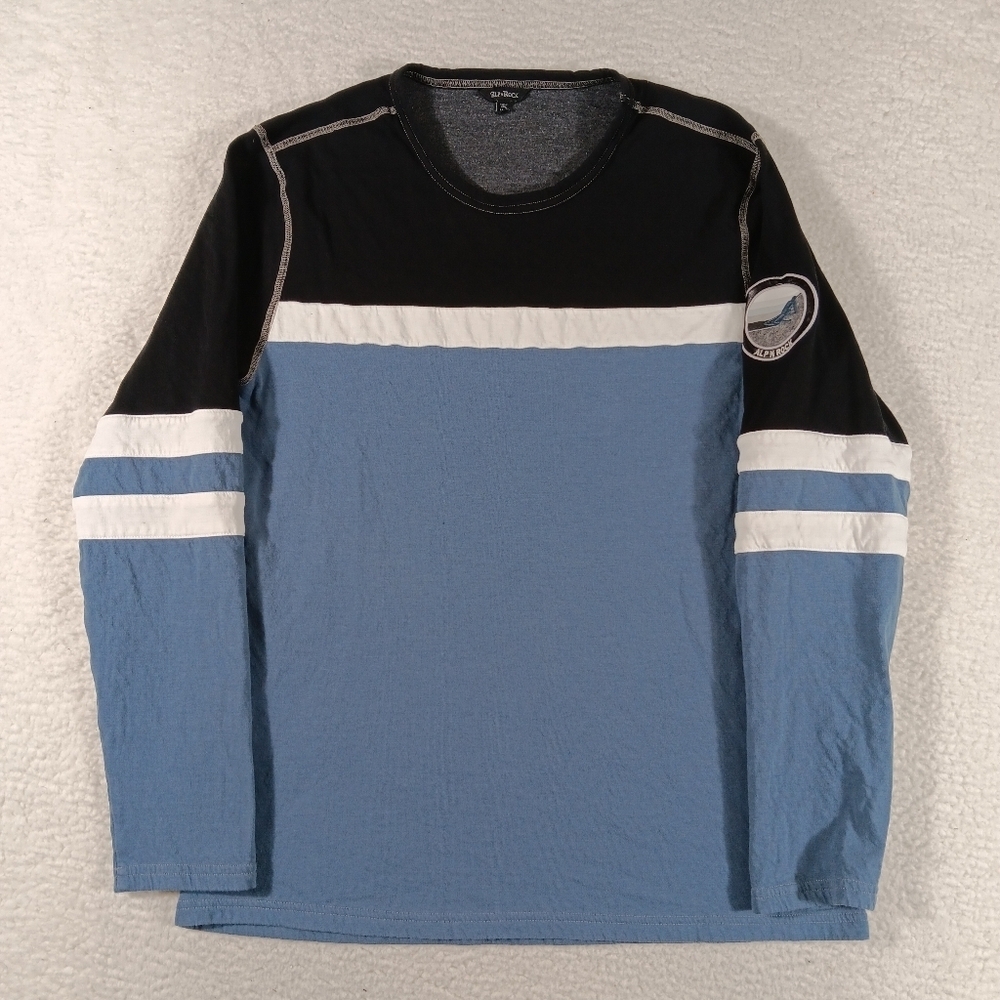 Alp N Rock Shirt Mens XL Downhill Ski Crew Neck Colorblock Powder Patch